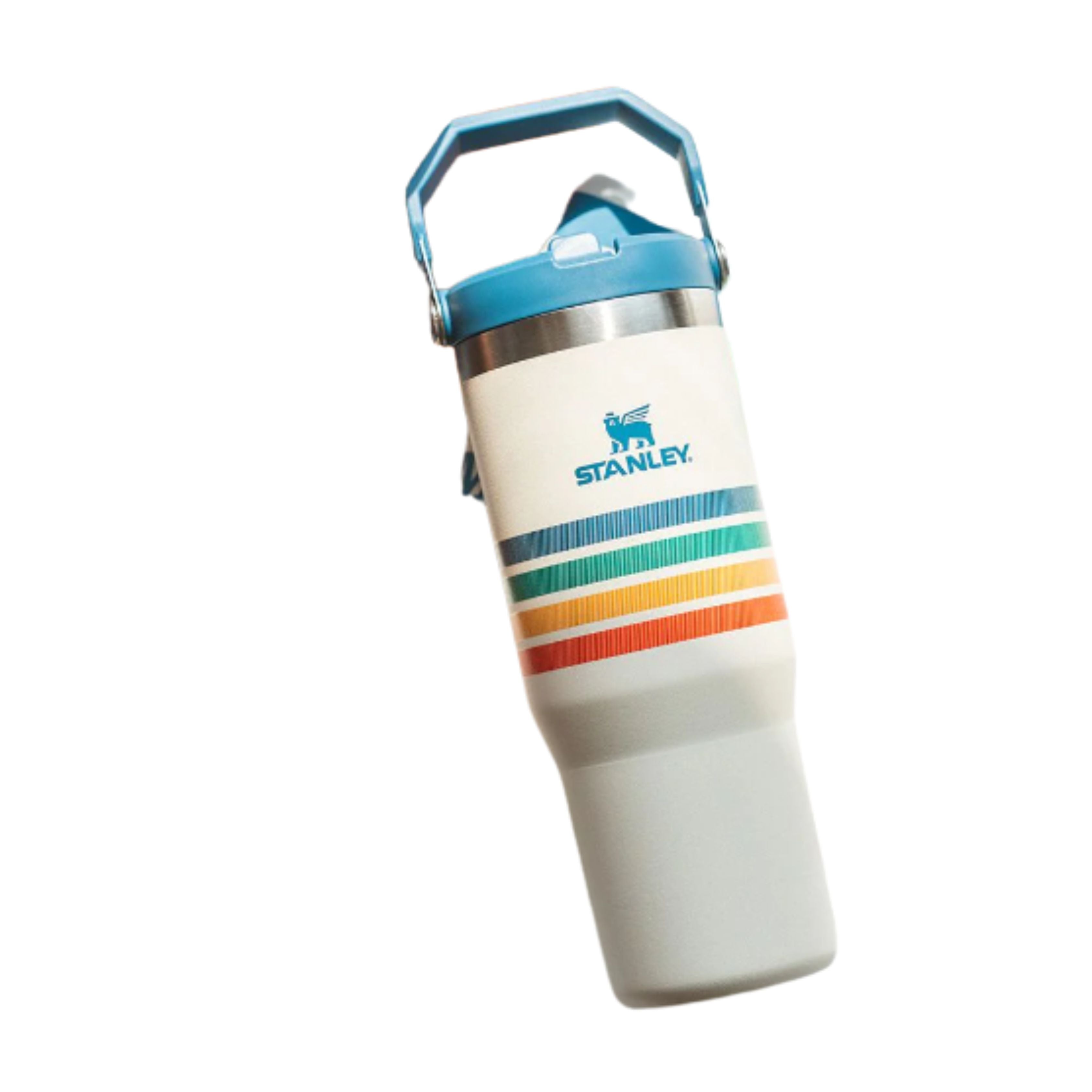 Stanley IceFlow™ Flip Straw Tumbler – Cream Stripe – Insulated 24 oz Travel Cup with Flip Straw Lid