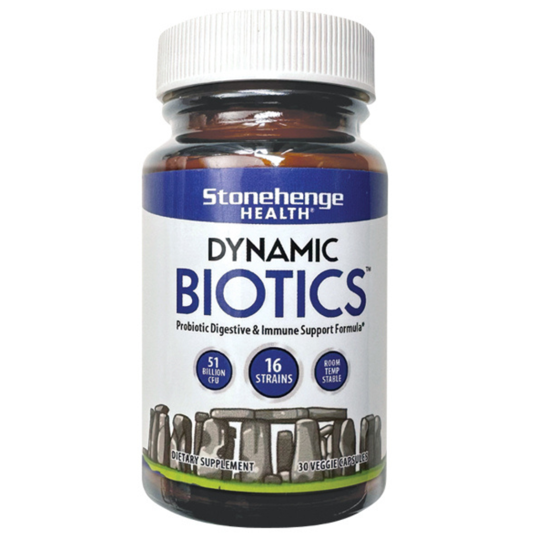 Stonehenge Health Dynamic Biotics Probiotic – 55 Billion CFU, 16 Strain Prebiotic & Probiotic Blend for Digestive, Gut & Immune Support – 30 Veggie Capsules