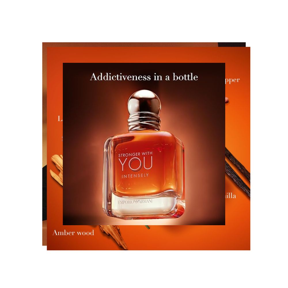 Armani Beauty - Stronger With You Intensely - Cologne for Men - Fougère Ambery Woody Men’s Fragrance - Pink Pepper, Lavender, Vanilla Notes